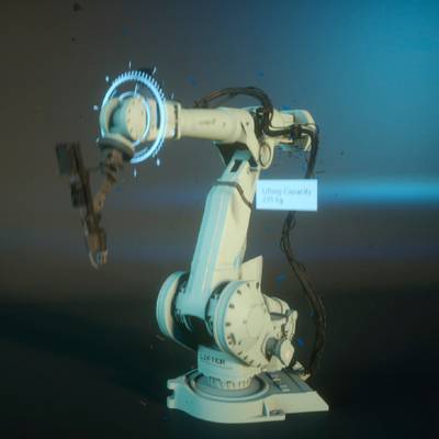Roboter der eine 3D animation simuliert