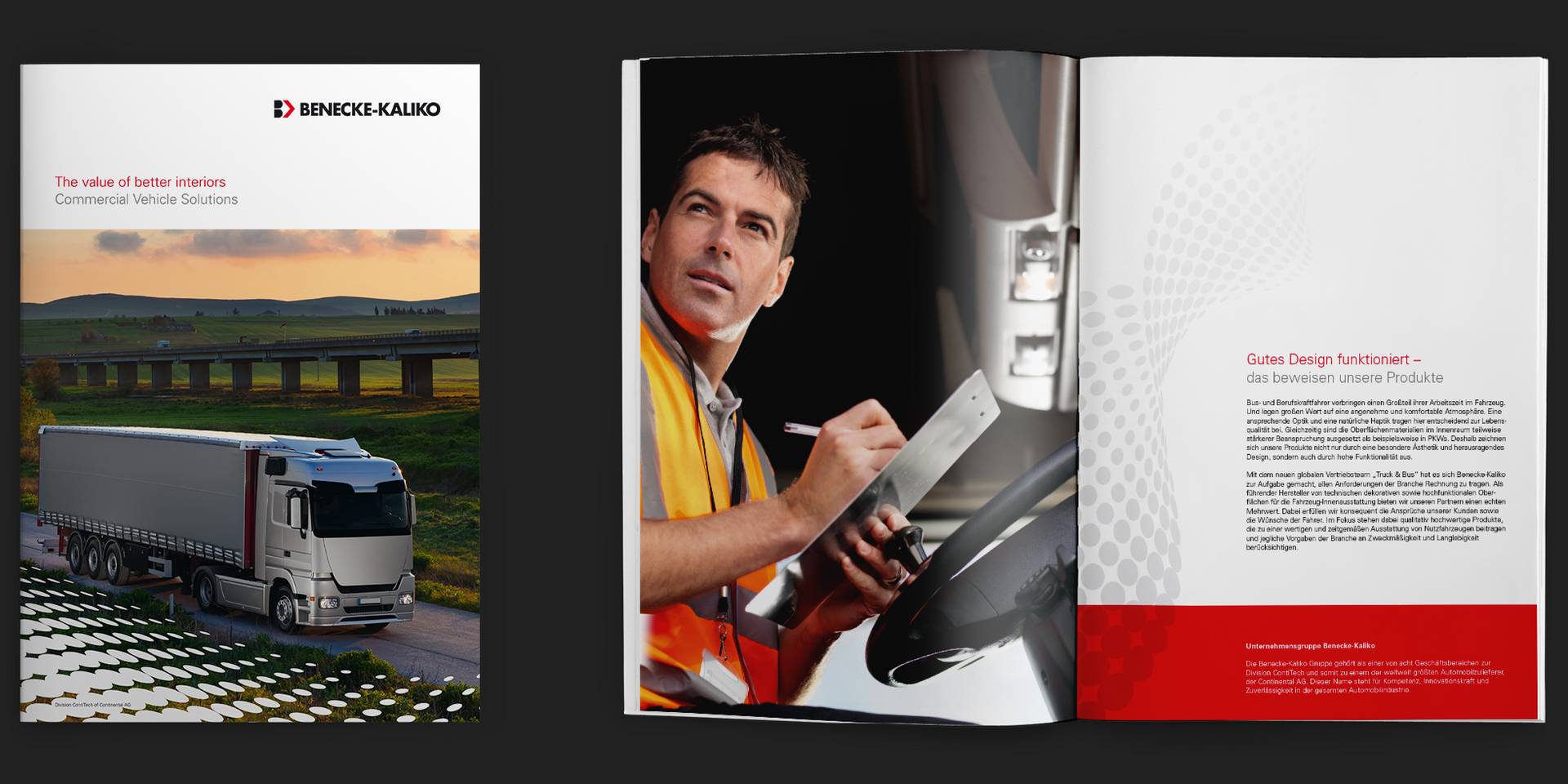 Cover und Innenansicht der Broschüre Commercial Vehicle Solutions