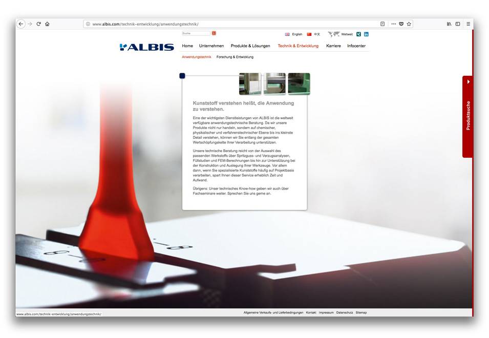Screen 4 der Albis Plastic Website