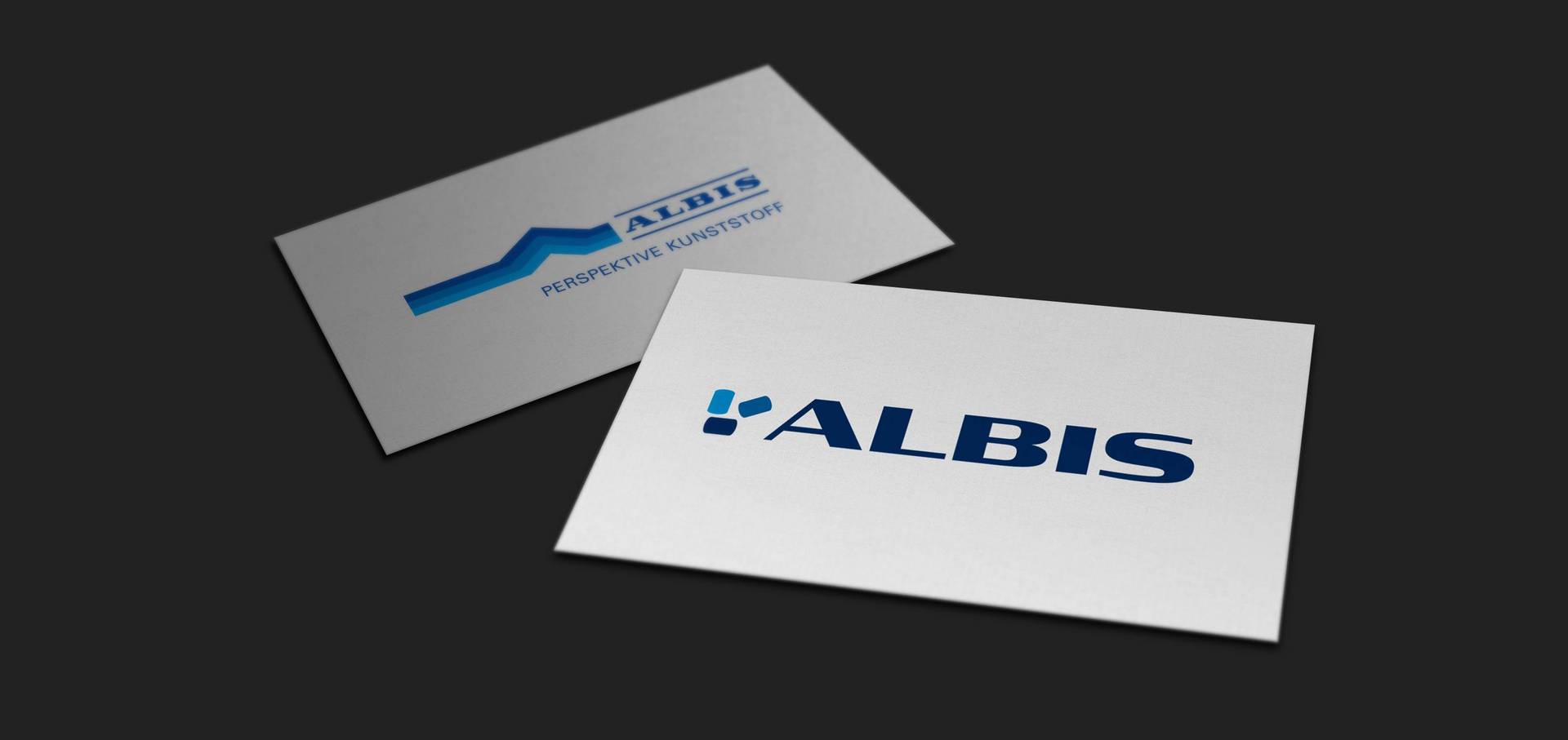 Visitenkarten mit dem alten und neuen ALBIS-Logo