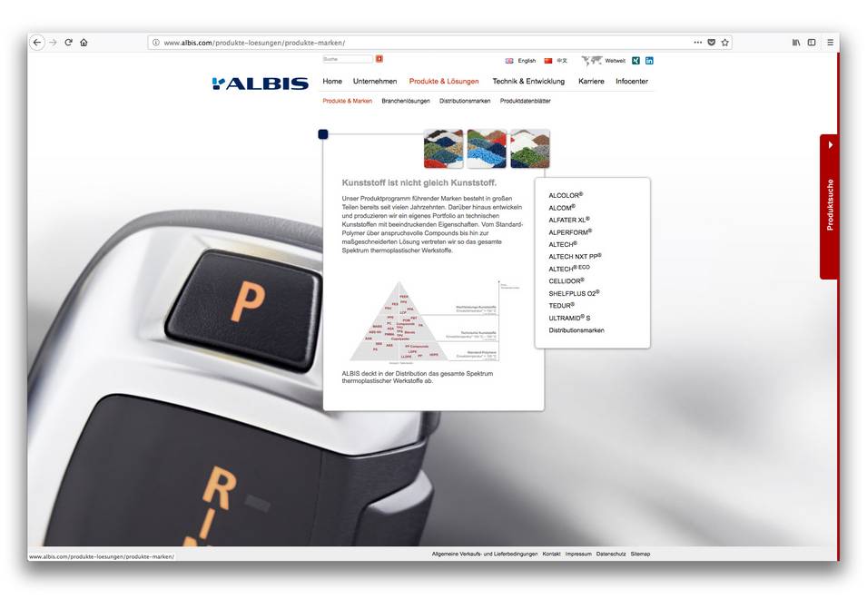 Screen 3 der Albis Plastic Website