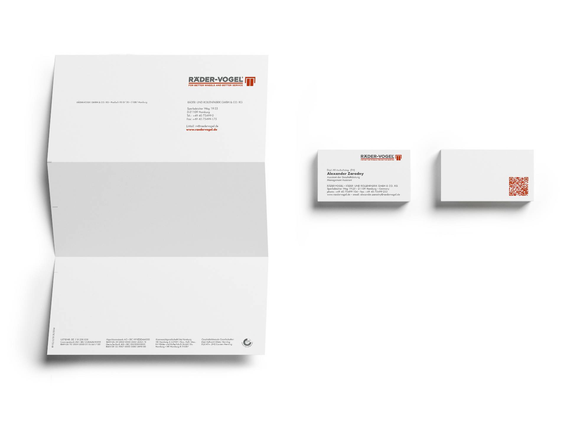 Briefbogen und Visitenkarte im neuen Corporate Design